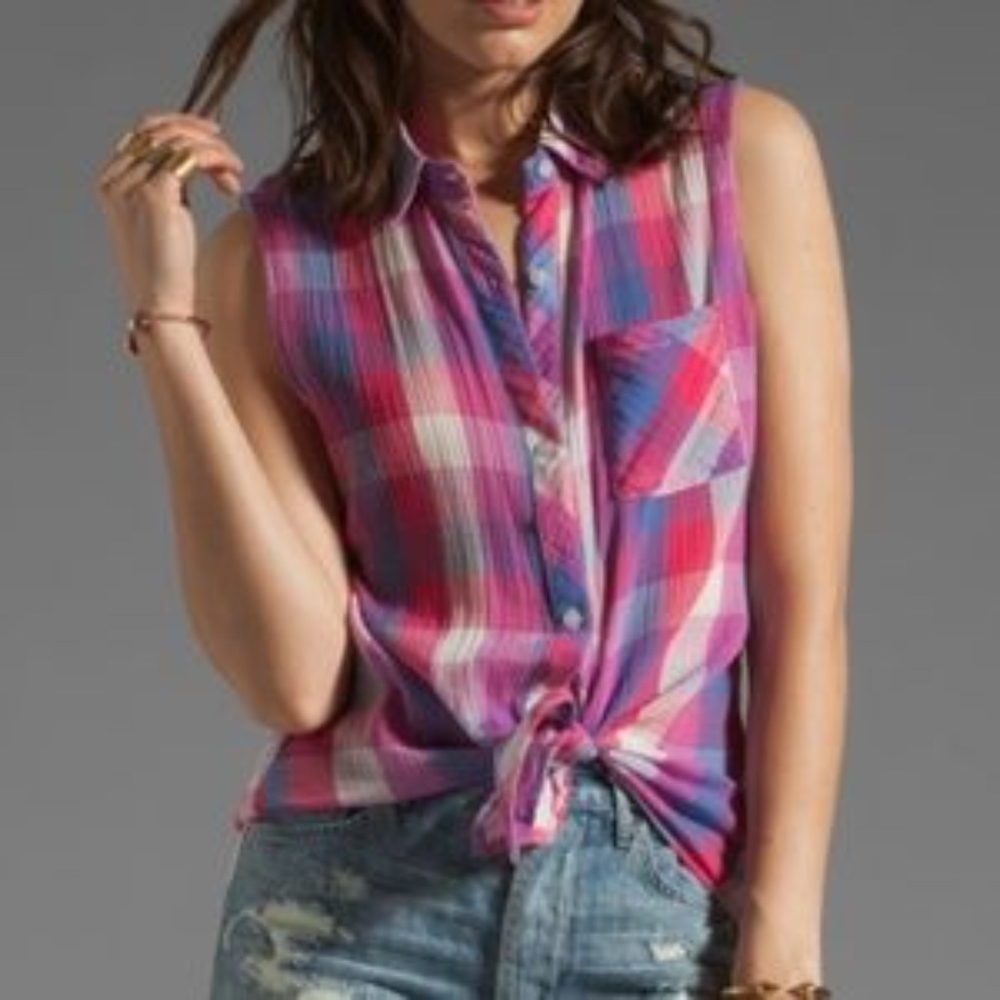 RAILS PLAID SLEEVELESS TOP XS